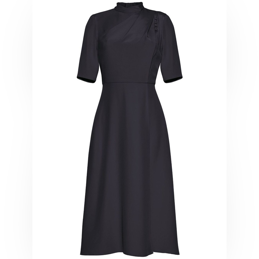 ADAM LIPPES Silk Draped-Neck Midi Dress